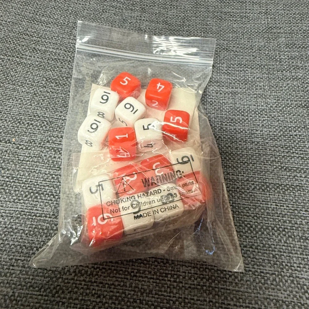 Scholastic Number Cube Set 1-6 and 4-9 Red White Math Dice Item  NEW